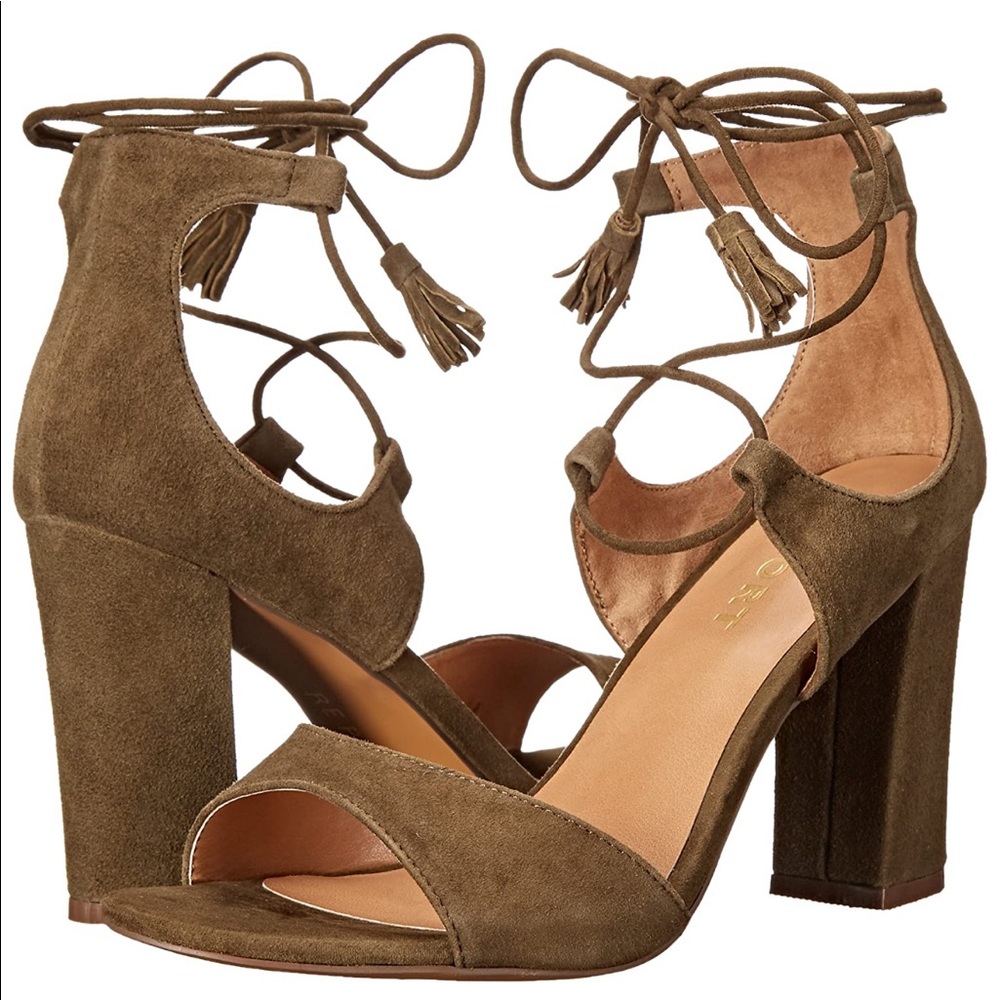 Report leather lace up chunky sandals/heels
